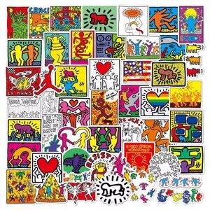 Keith Haring Inspired Graphic Design Artwork Stickers .
